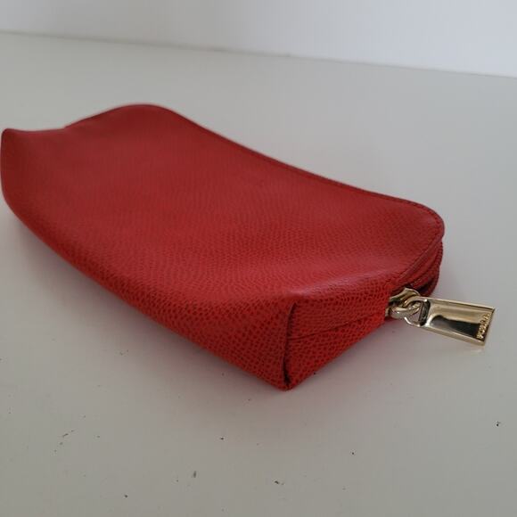 Furla 2 Piece Set Cases Red Leather Cosmetic Bags Pouch Small Good Condition - Picture 14 of 14